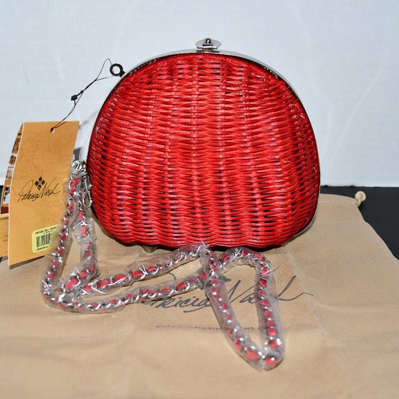 Patricia Nash Handbags - Patricia Nash  Melfi Oval Clam Rattan Shoulder Bag  in  Red  #P920216 NWT
